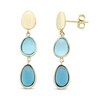 Thumbnail Image 2 of Natural Blue Quartz Drop Earrings 10K Yellow Gold