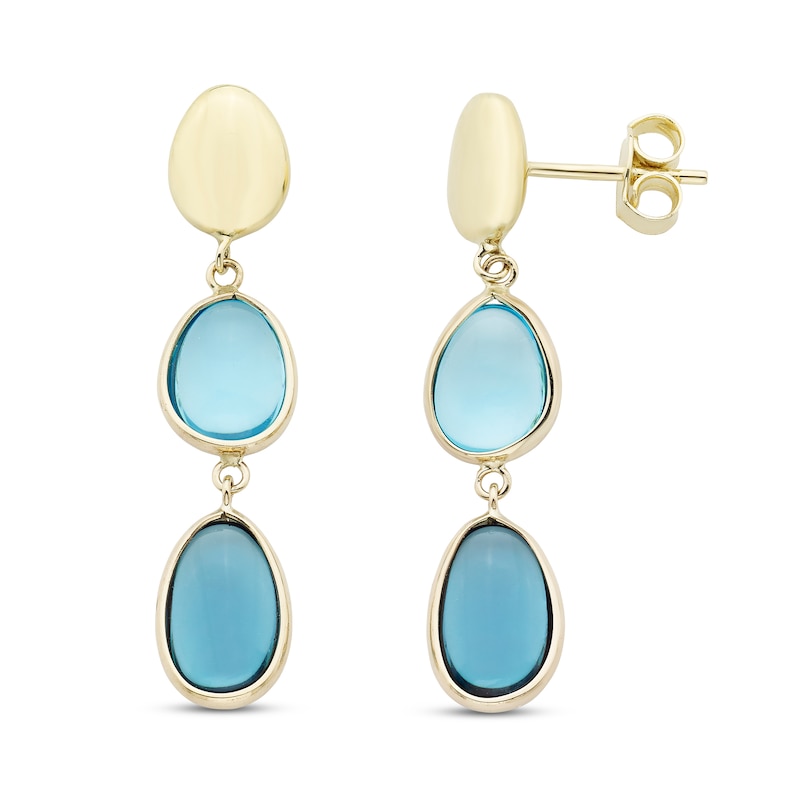 Main Image 2 of Natural Blue Quartz Drop Earrings 10K Yellow Gold
