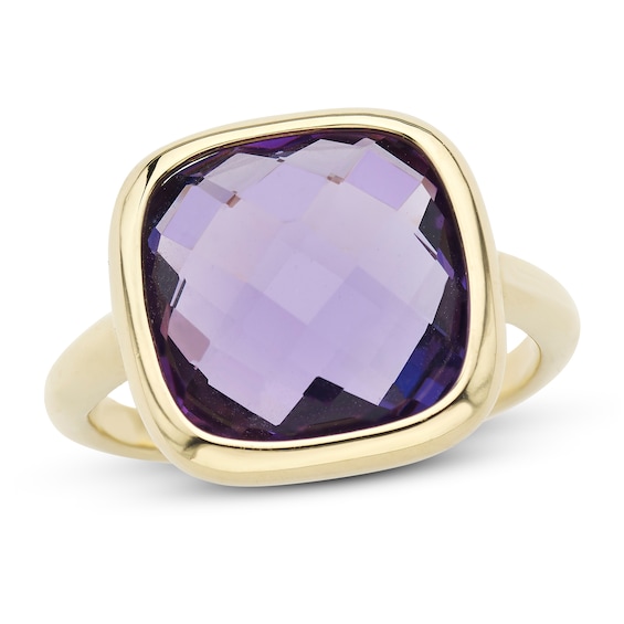 Natural Amethyst Ring 10K Yellow Gold