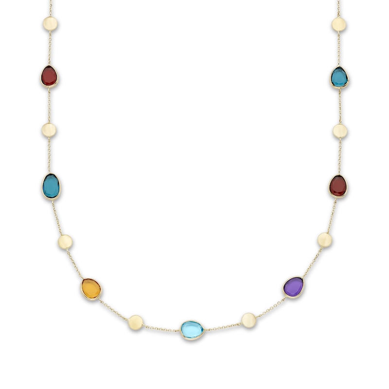 Main Image 1 of Natural Amethyst, Citrine, Quartz, Garnet Necklace 10K Yellow Gold