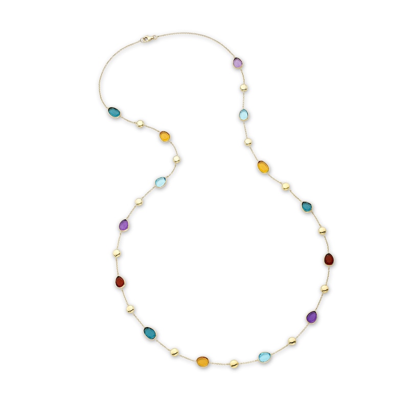 Main Image 2 of Natural Amethyst, Citrine, Quartz, Garnet Necklace 10K Yellow Gold