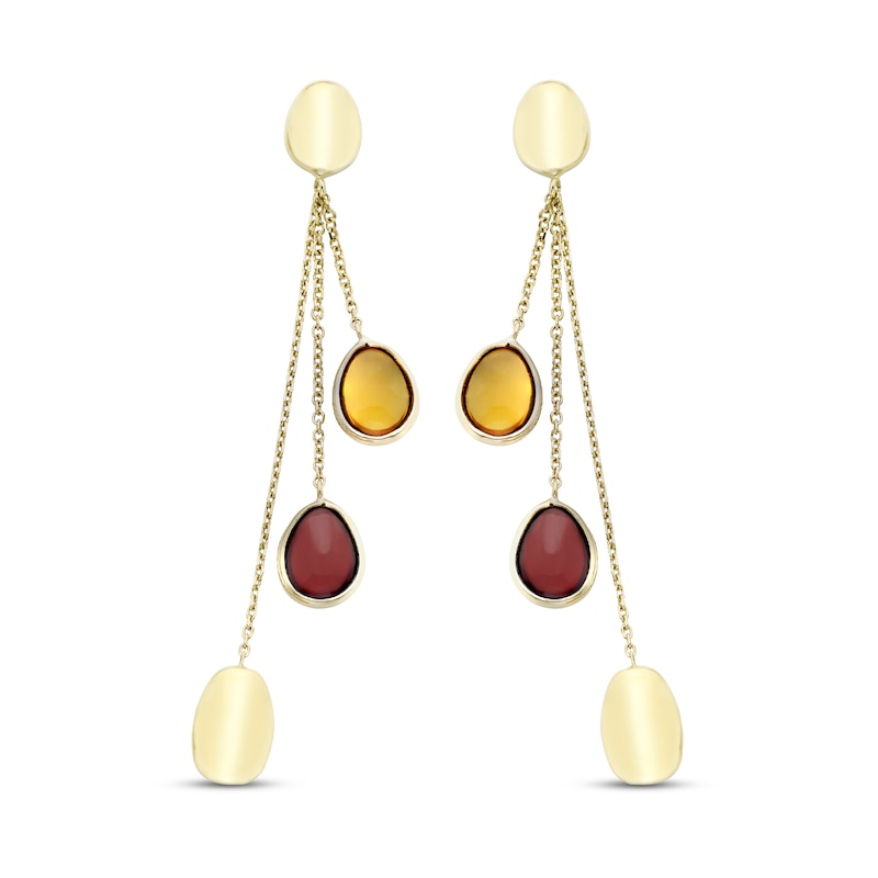 Main Image 1 of Natural Garnet & Natural Citrine Earrings 10K Yellow Gold