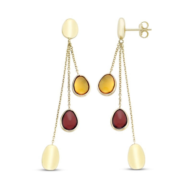 Main Image 2 of Natural Garnet & Natural Citrine Earrings 10K Yellow Gold