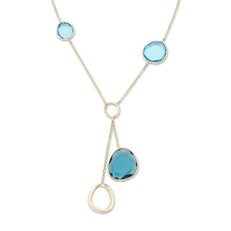 Main Image 1 of Natural Blue Quartz Necklace 10K Yellow Gold