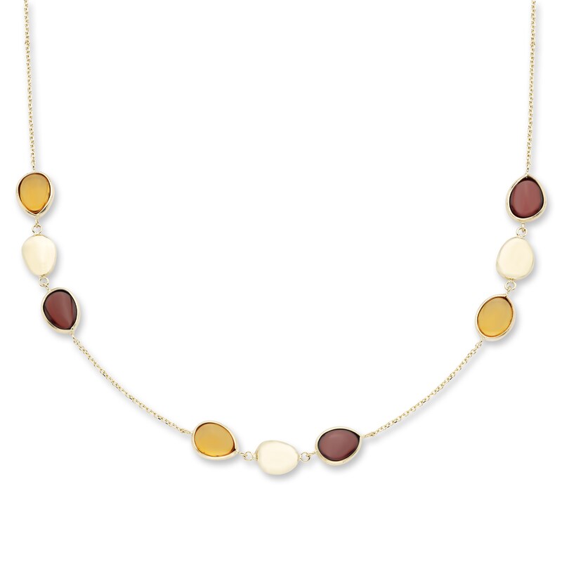 Main Image 1 of Natural Garnet & Natural Citrine Necklace 10K Yellow Gold