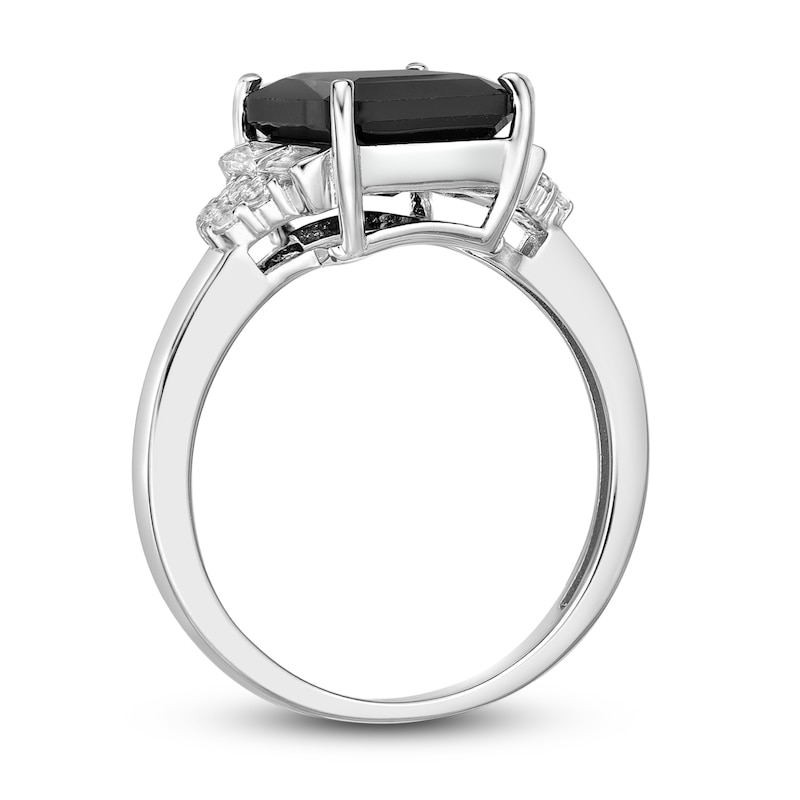 Main Image 3 of Natural Onyx & Natural White Topaz Ring Sterling Silver