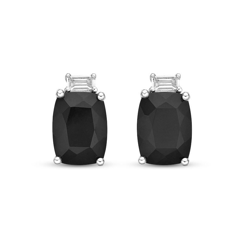 Main Image 2 of Natural Onyx & Natural White Topaz Earrings Sterling Silver