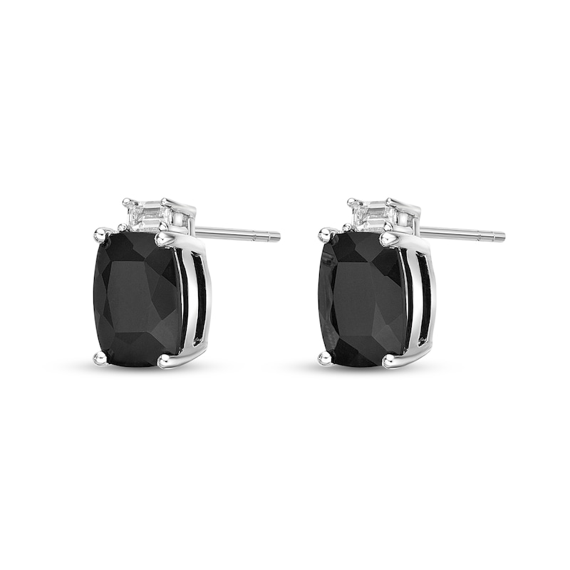 Main Image 3 of Natural Onyx & Natural White Topaz Earrings Sterling Silver
