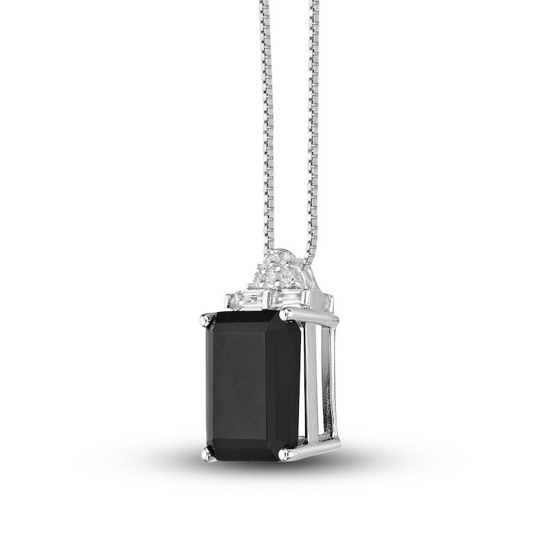 Main Image 2 of Natural Onyx & Natural White Topaz Necklace Sterling Silver