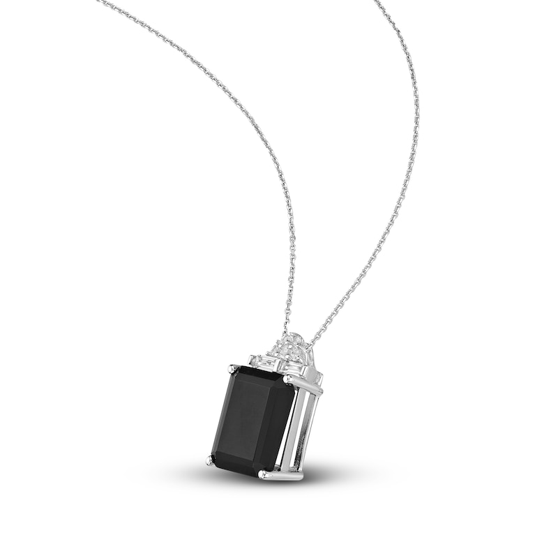 Main Image 3 of Natural Onyx & Natural White Topaz Necklace Sterling Silver