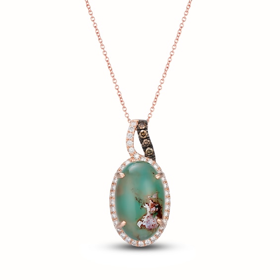 Le Vian Natural Aquaprase Necklace 1/3 ct tw Diamonds 14K Strawberry Gold