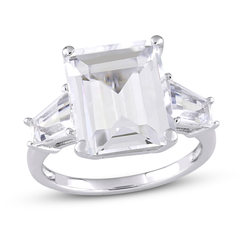 Main Image 1 of Natural White Topaz 3-Stone Ring Sterling Silver