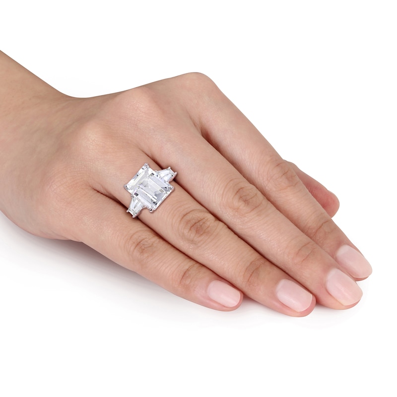 Main Image 2 of Natural White Topaz 3-Stone Ring Sterling Silver