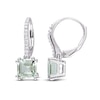 Thumbnail Image 0 of Natural Green Quartz Earrings 1/10 ct tw Diamonds Sterling Silver