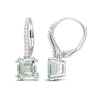 Thumbnail Image 1 of Natural Green Quartz Earrings 1/10 ct tw Diamonds Sterling Silver