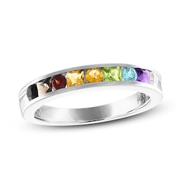 Love Proudly Ring Multi-Color Rainbow 14K White Gold 4MM