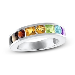 Love Proudly Ring Multi-Color Rainbow 14K White Gold 7MM