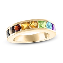 Love Proudly Ring Multi-Color Rainbow 14K Yellow Gold 7MM