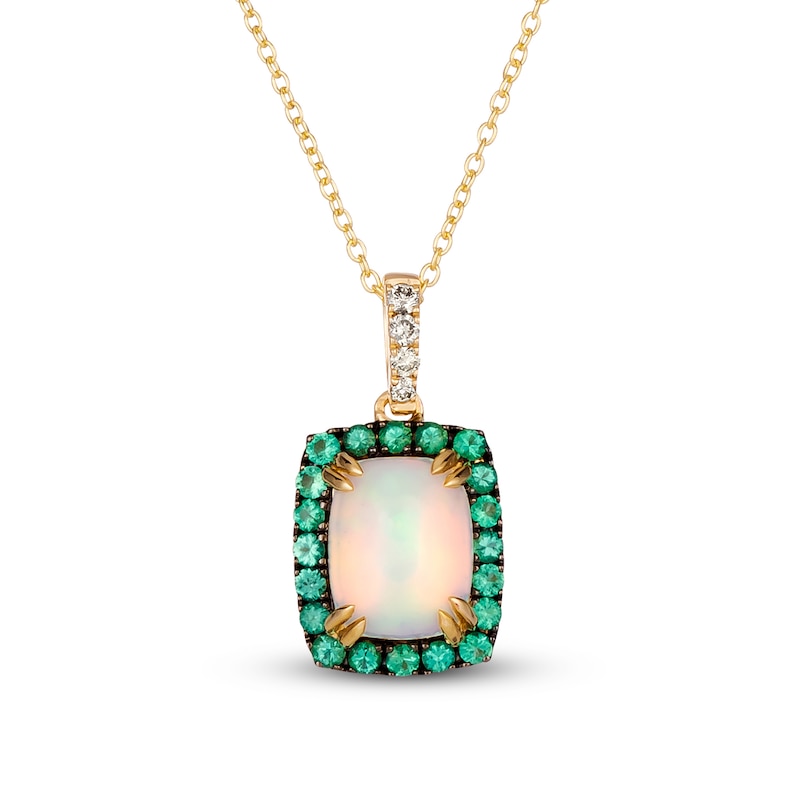 Main Image 1 of Le Vian Natural Opal & Natural Emerald Necklace 1/20 ct tw Diamonds 14K Honey Gold