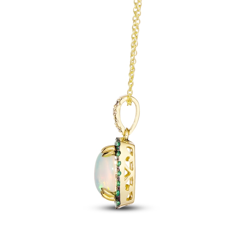 Main Image 2 of Le Vian Natural Opal & Natural Emerald Necklace 1/20 ct tw Diamonds 14K Honey Gold