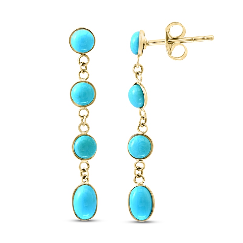 LALI Jewels Natural Turquoise Drop Earrings 14K Yellow Gold
