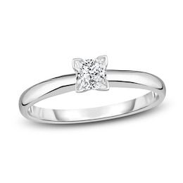 Diamond Solitaire Engagement Ring 1/5 ct tw Princess 14K White Gold (I2/I)