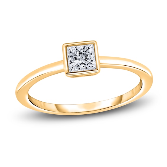 Diamond Solitaire Engagement Ring 12 ct tw BezelSet Princess 14K Yellow Gold I2I
