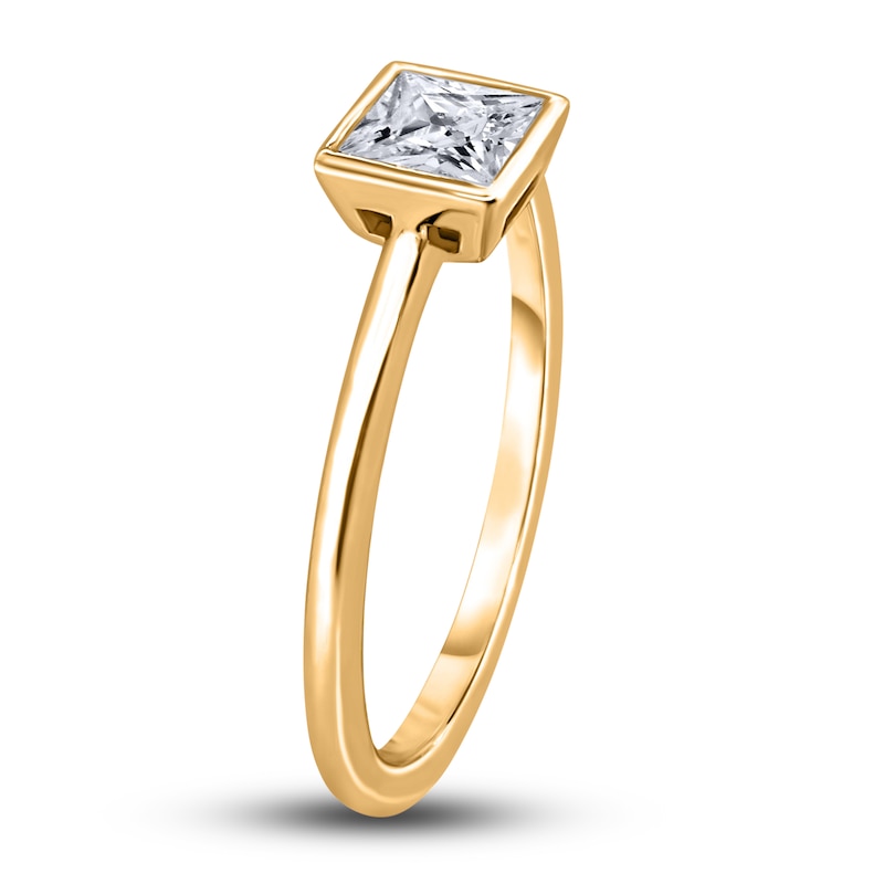 Main Image 2 of Diamond Solitaire Engagement Ring 1/2 ct tw Bezel-Set Princess 14K Yellow Gold (I2/I)