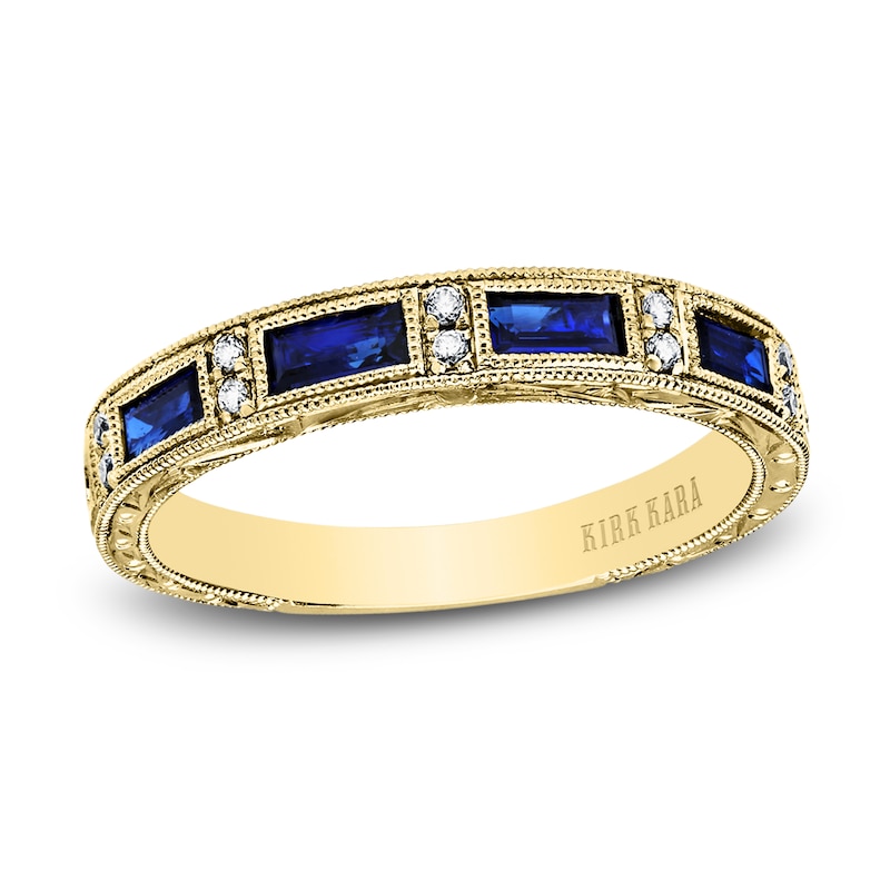 Main Image 1 of Kirk Kara Natural Blue Sapphire Anniversary Band 1/20 ct tw Diamonds 18K Yellow Gold