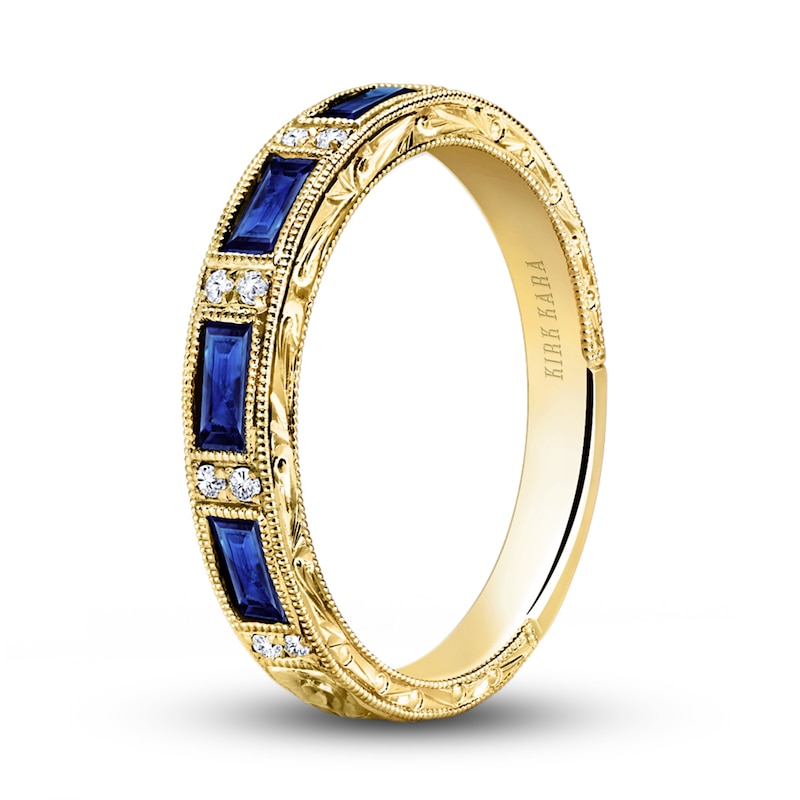 Kirk Kara Natural Blue Sapphire Anniversary Band 1/20 ct tw Diamonds 18K Yellow Gold