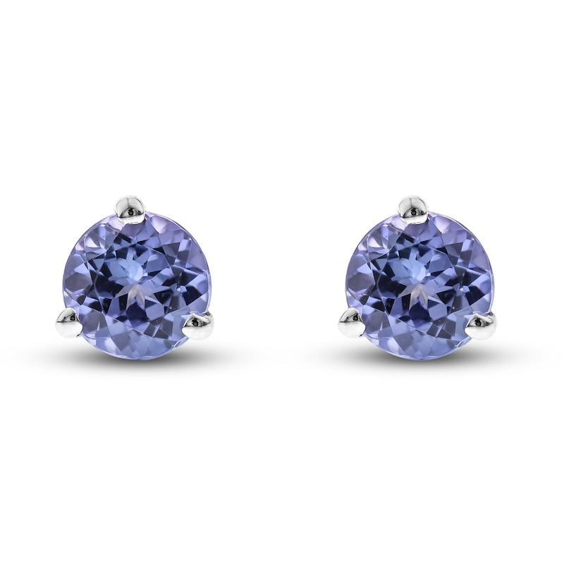 Main Image 2 of Natural Tanzanite Stud Earrings 14K White Gold