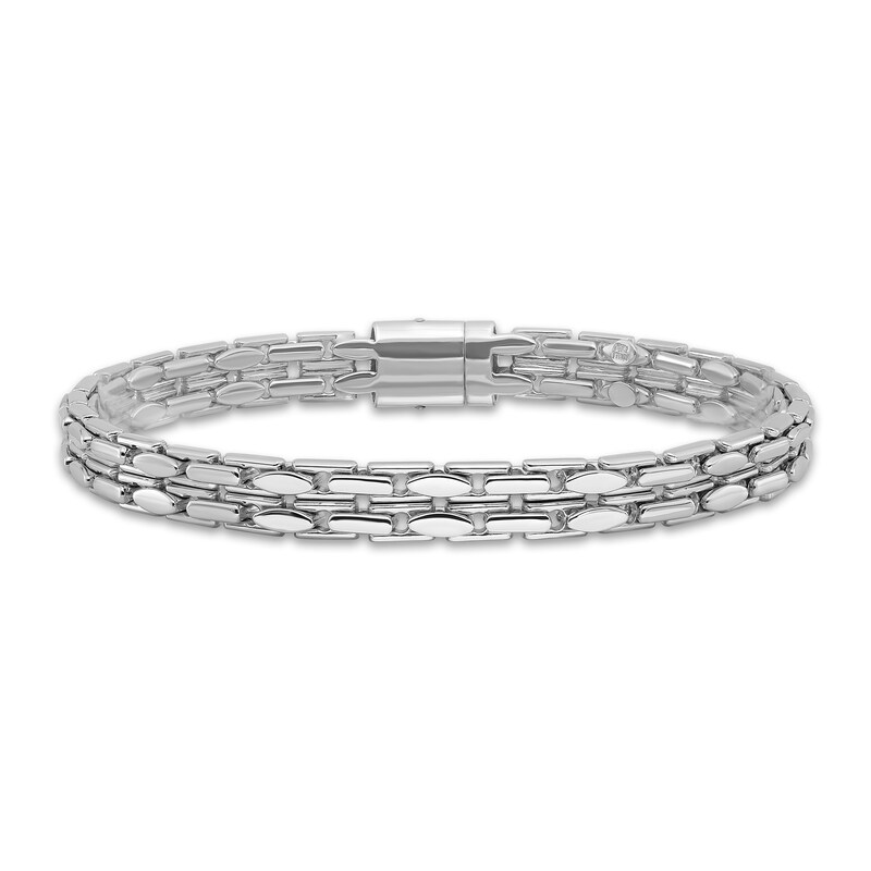 Men's Polished Chain Bracelet 14K White Gold 7.2mm 8.5"
