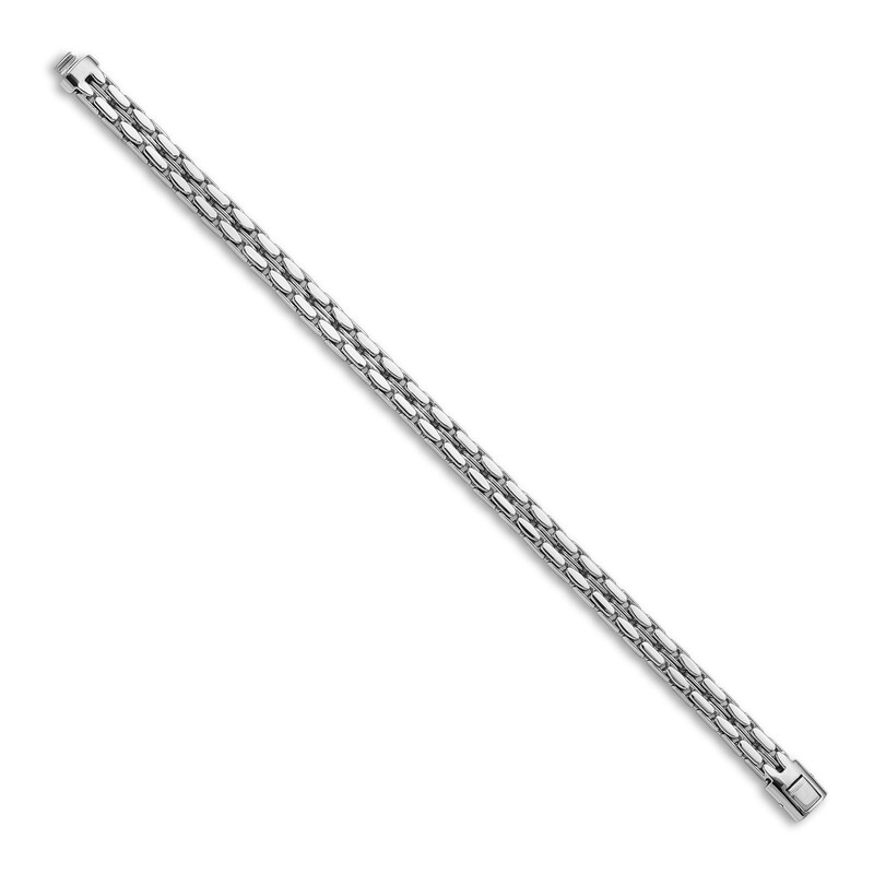 Men's Polished Chain Bracelet 14K White Gold 7.2mm 8.5"