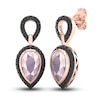 Thumbnail Image 0 of Black Diamond & Natural Pink Quartz Dangle Earrings 1/2 ct tw Round 10K Rose Gold