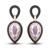 Thumbnail Image 1 of Black Diamond & Natural Pink Quartz Dangle Earrings 1/2 ct tw Round 10K Rose Gold
