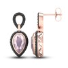 Thumbnail Image 2 of Black Diamond & Natural Pink Quartz Dangle Earrings 1/2 ct tw Round 10K Rose Gold