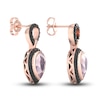 Thumbnail Image 3 of Black Diamond & Natural Pink Quartz Dangle Earrings 1/2 ct tw Round 10K Rose Gold