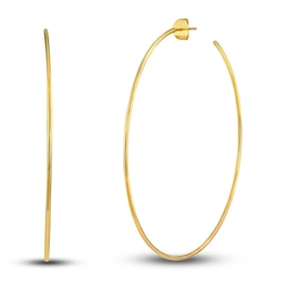 Round Wire Hoop Earrings 14K Yellow Gold 60mm
