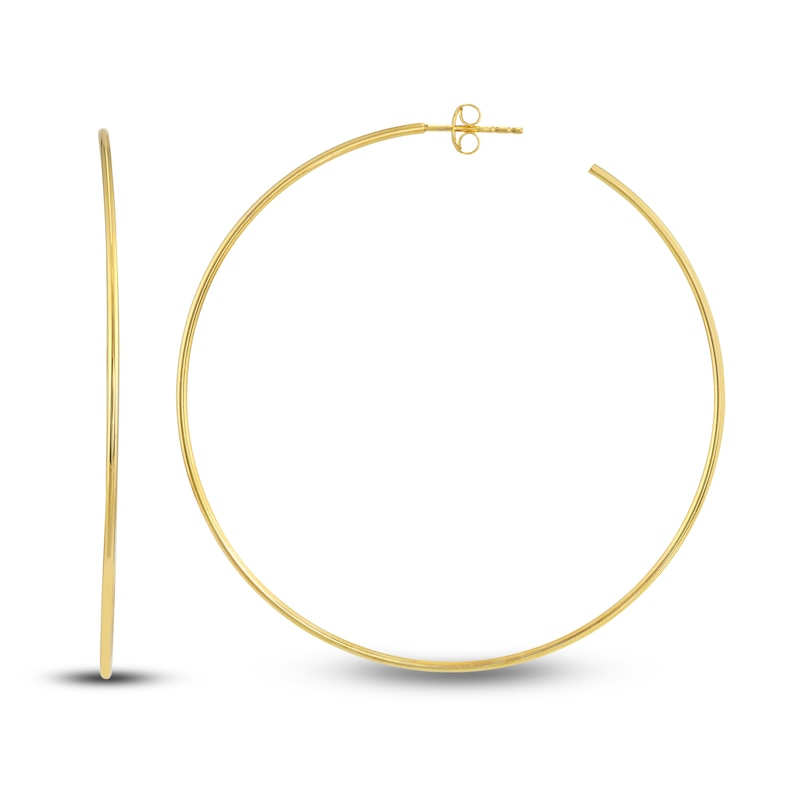 Round Wire Hoop Earrings 14K Yellow Gold 60mm