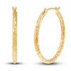Thumbnail Image 0 of Diamond-Cut Tube Hoop Earrings 14K Yellow Gold