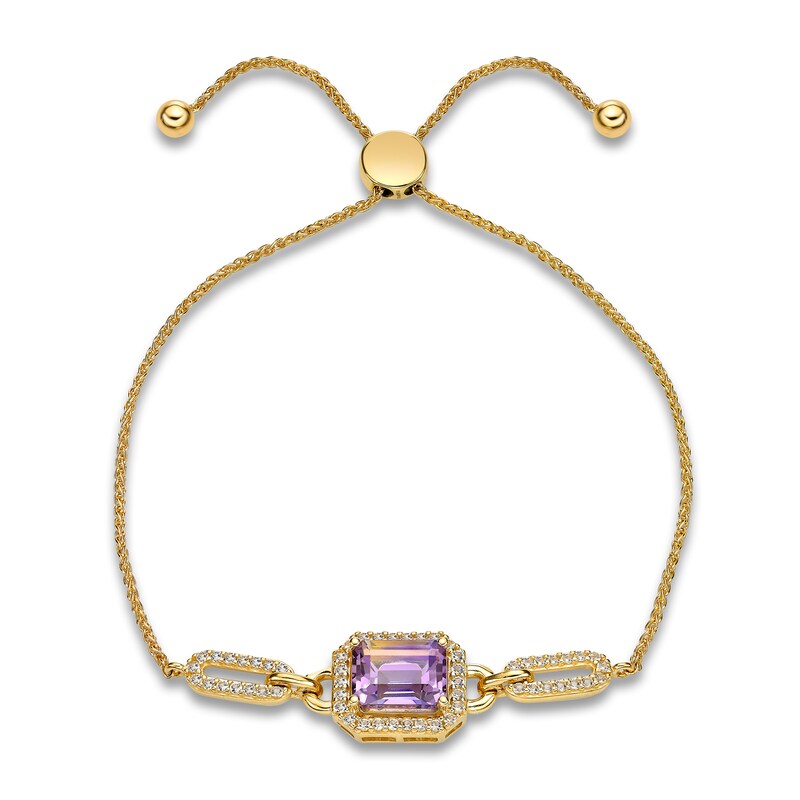 Main Image 1 of Natural Ametrine & Natural White Topaz Paperclip Bolo Bracelet 10K Yellow Gold