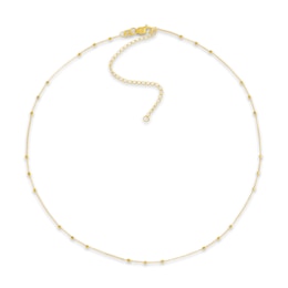 Square Bead Saturn Choker Necklace 14K Yellow Gold 13" Adj.
