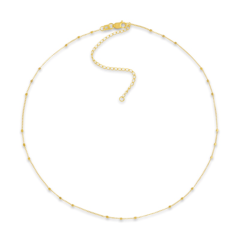 Main Image 1 of Square Bead Saturn Choker Necklace 14K Yellow Gold 13" Adj.