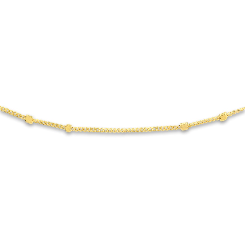 Main Image 2 of Square Bead Saturn Choker Necklace 14K Yellow Gold 13" Adj.