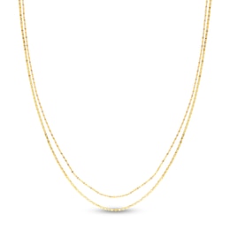 Mixed Solid Chain Necklace 14K Yellow Gold 18" Adj.