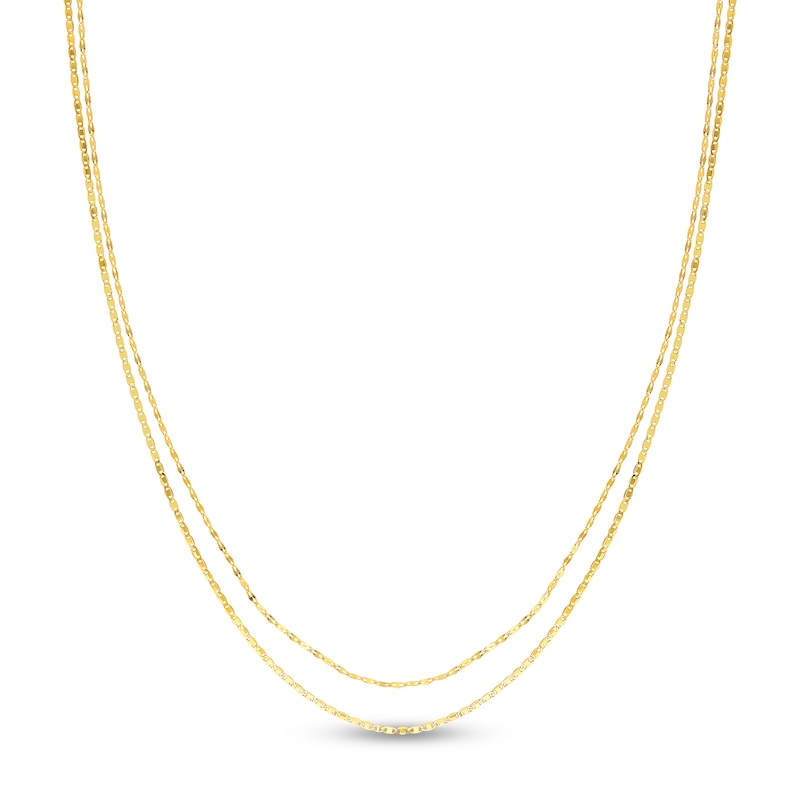 Main Image 1 of Mixed Solid Chain Necklace 14K Yellow Gold 18" Adj.