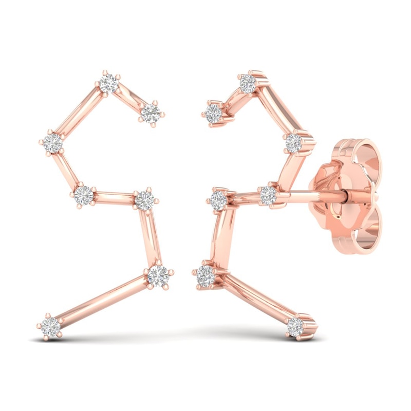 Main Image 4 of Diamond Leo Constellation Earrings 1/8 ct tw Round 14K Rose Gold