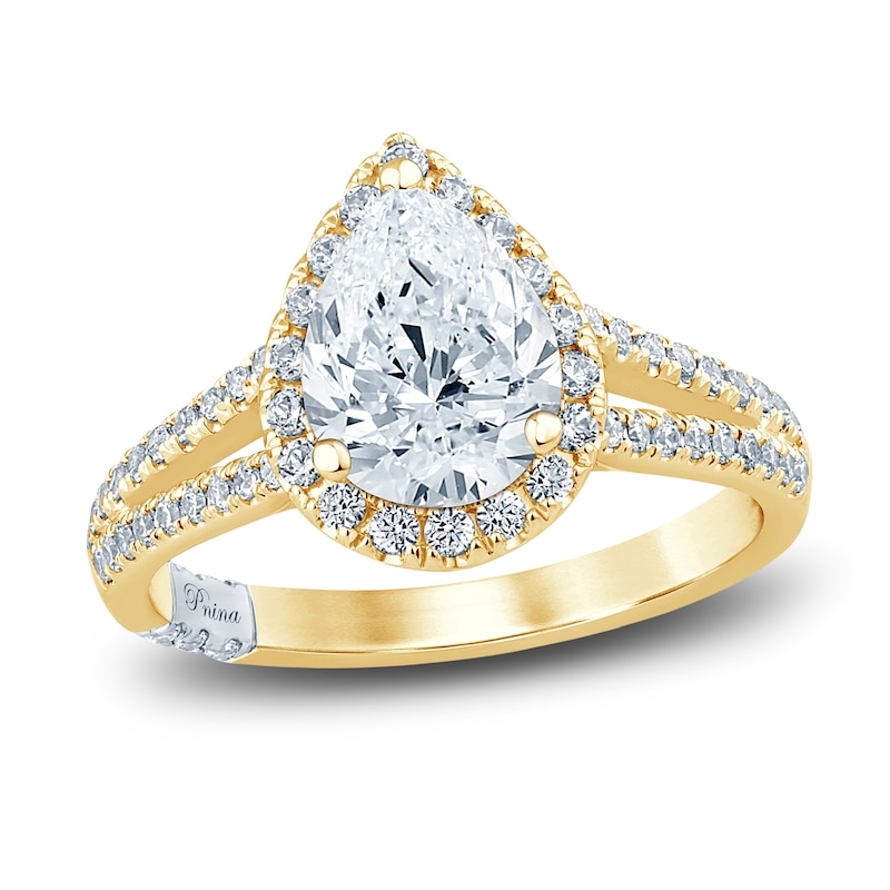 Pnina Tornai Lab-Created Diamond Engagement Ring 2-1/2 ct tw Pear/Round 14K Yellow Gold