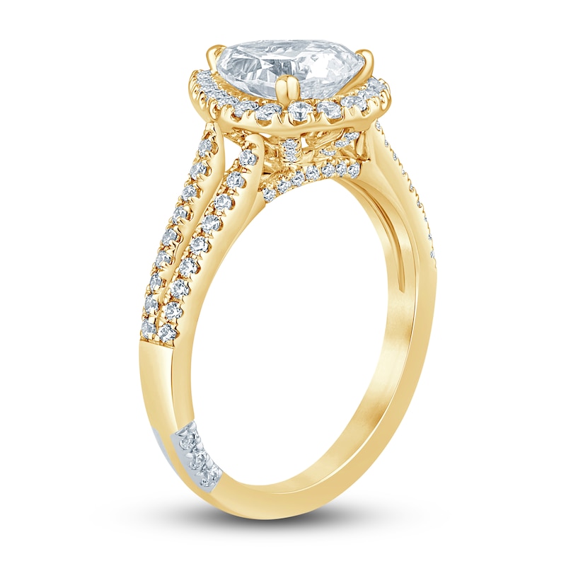 Pnina Tornai Lab-Created Diamond Engagement Ring 2-1/2 ct tw Pear/Round 14K Yellow Gold