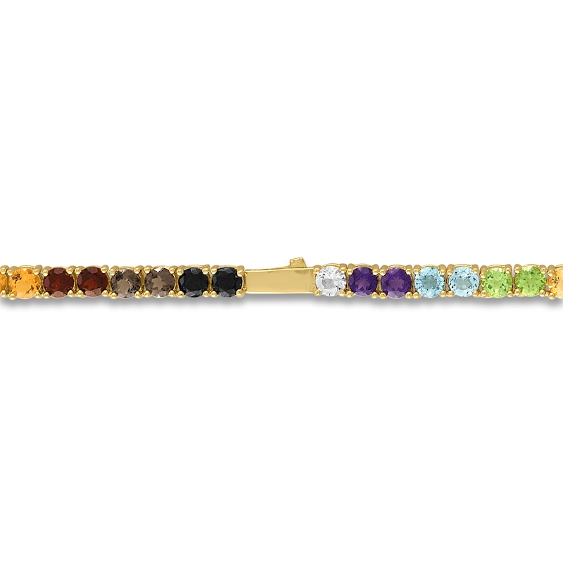 Main Image 3 of 1933 by Esquire Men's Natural Multi-Gemstone Tennis Necklace 14K Yellow Gold-Plated Sterling Silver 22"